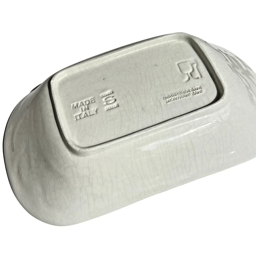 Italian Stoneware Rectangular Serving Dish Cream Crackle‎ Glaze Tuscan Farmhouse